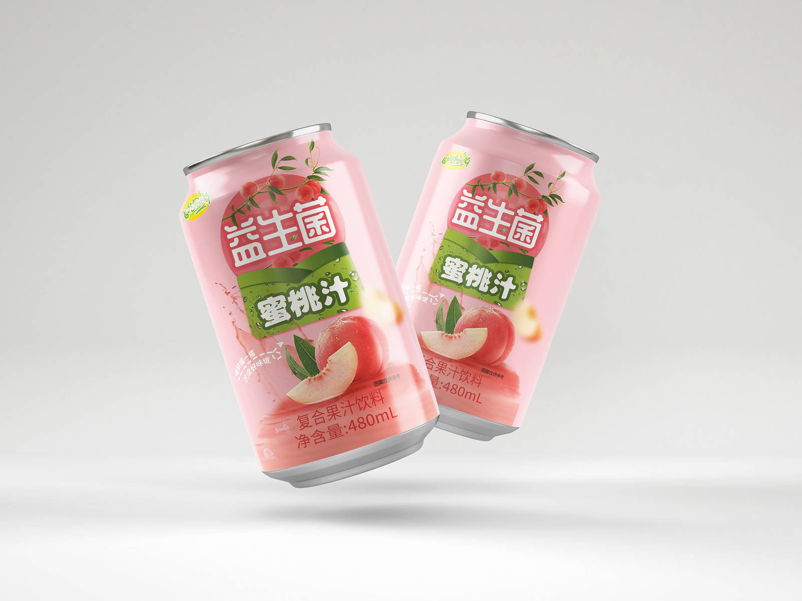 水蜜桃果汁快销零售包装箱瓶贴设计-第3张