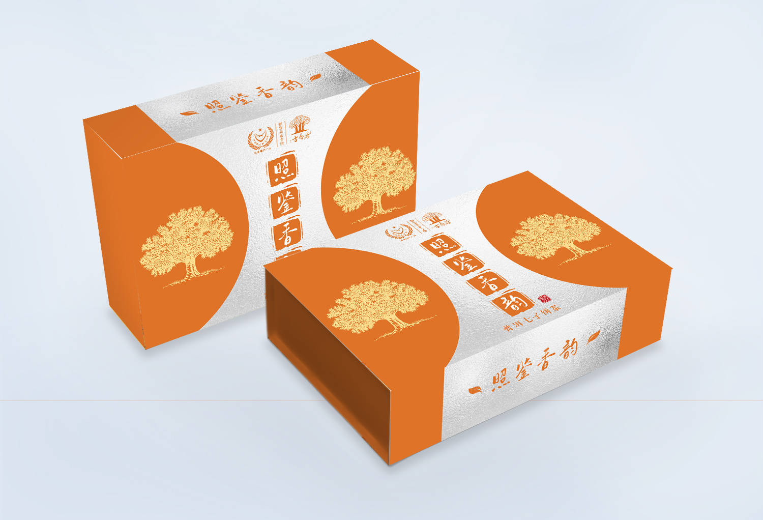 照鉴香韵普洱七子饼茶盒包装设计-第2张