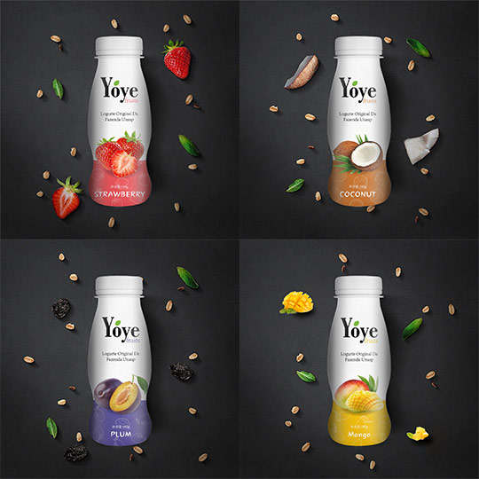 yoye fruits水果饮料瓶装宣传包装