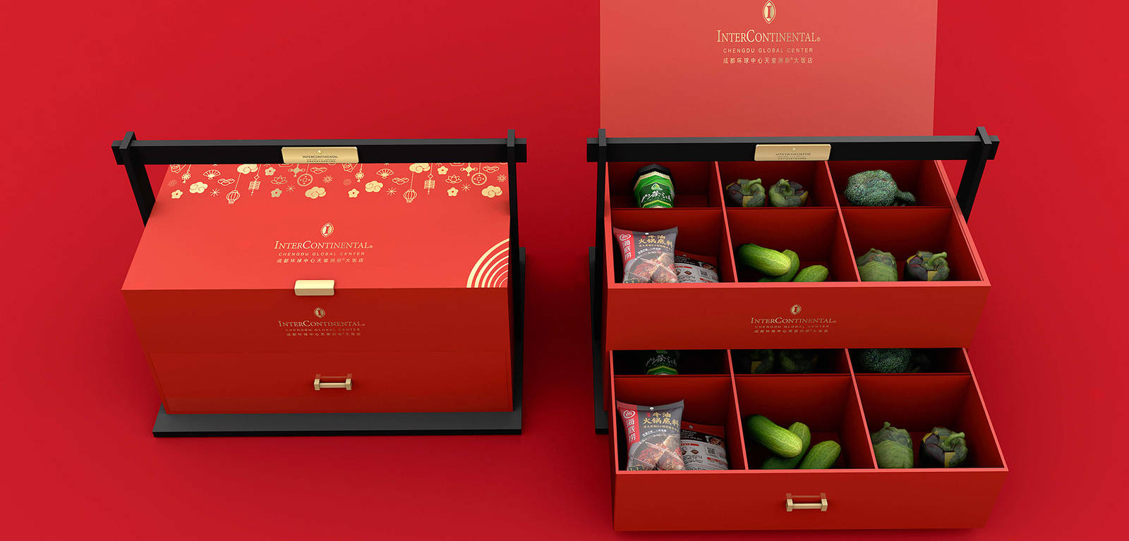 洲际春节礼盒中国红品牌包装