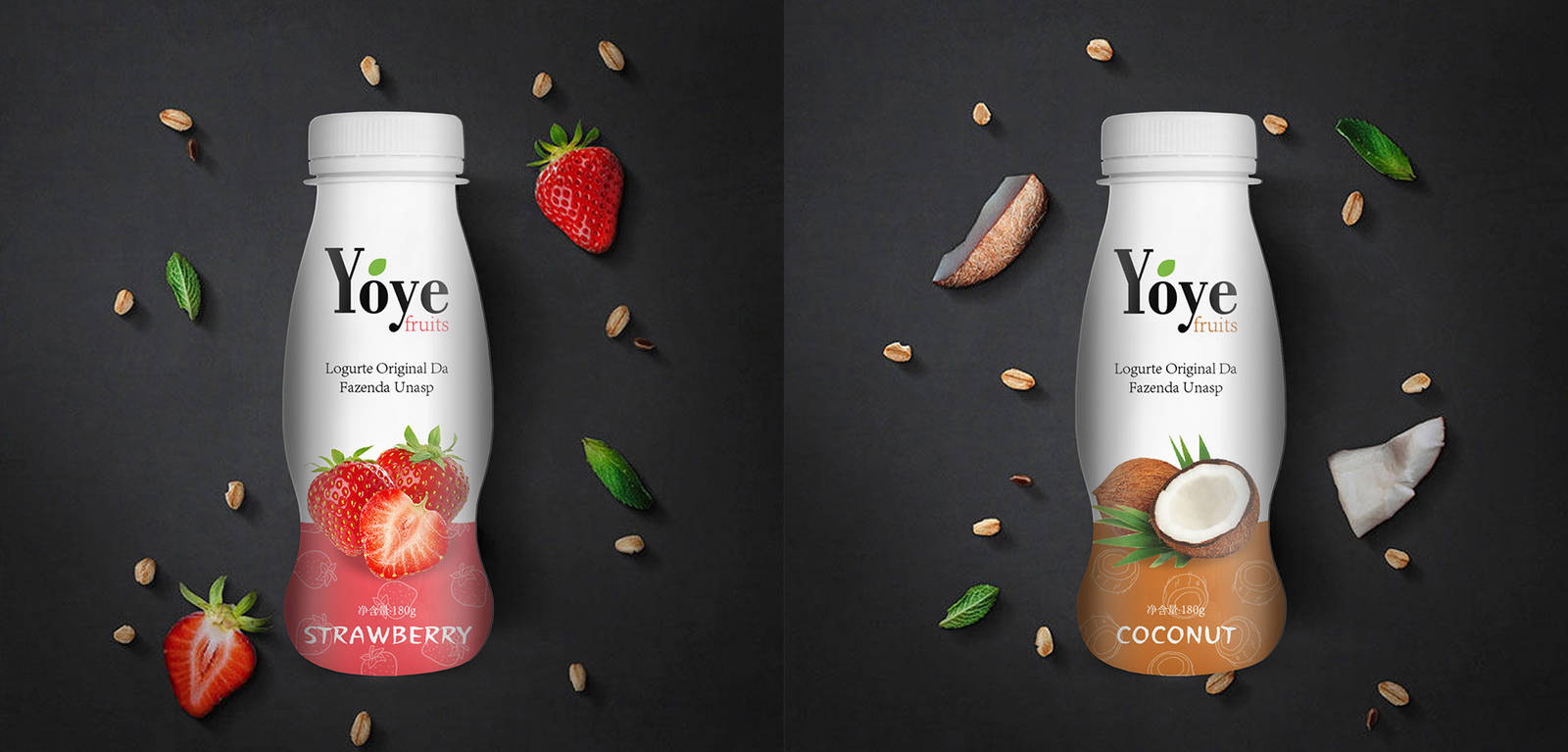 yoye fruits水果饮料瓶装宣传包装